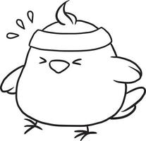 griffonnage dessin animé poulet kawaii anime mignon coloriage vecteur