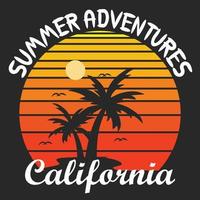 aventures d'été en californie vecteur