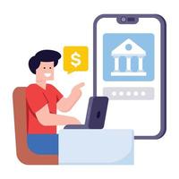 une illustration moderne et plate du paiement mobile vecteur