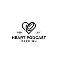 création de logo premium heart love podcast soins de santé vecteur