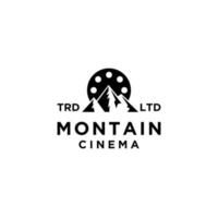 création d'icône de logo noir premium film de montagne d'aventure vecteur