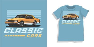 conception de tshirt de voiture classique vecteur