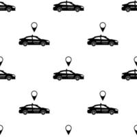 modèle sans couture avec voiture de taxi noir sur fond blanc. notion de transport. silhouette noire de taxi. illustration vectorielle pour le design, le web, le papier d'emballage, le tissu vecteur