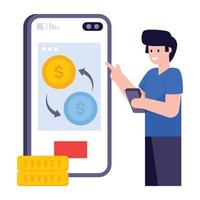 une illustration moderne et plate du paiement mobile vecteur