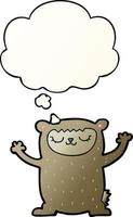 ours de dessin animé mignon et bulle de pensée dans un style de dégradé lisse vecteur