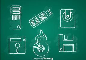 Icônes de Darwalk de craie de stockage numérique vecteur
