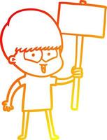 chaud gradient ligne dessin dessin animé garçon heureux vecteur