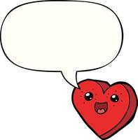 personnage de dessin animé de coeur et bulle de dialogue vecteur