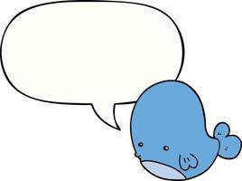 baleine de dessin animé et bulle de dialogue vecteur