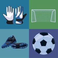 quatre icônes de football de football vecteur