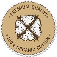coton organique. étiquette ronde. logos, icônes, autocollants et emblèmes en coton. éléments décoratifs vestimentaires. vecteur
