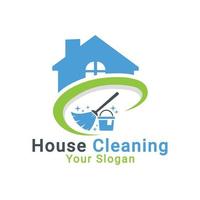 logo de nettoyage de maison, logo de service de nettoyage, modèle de logo de lavage de maison vecteur