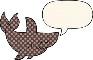 requin de dessin animé et bulle de dialogue dans le style de la bande dessinée vecteur