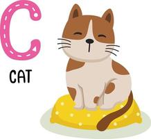 illustration isolé animal alphabet lettre c-cat vecteur