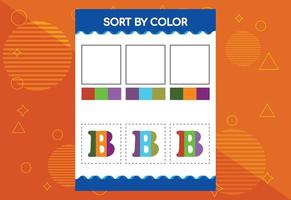 alphabet b trie par couleur pour les enfants. bon pour les projets d'école et de jardin d'enfants vecteur