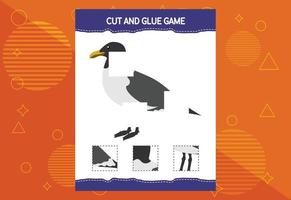 jeu de découpe et de collage pour les enfants avec des oiseaux. pratique de coupe pour les enfants d'âge préscolaire. feuille de travail de l'éducation. vecteur