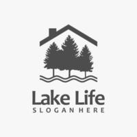 création de logo de maison du lac vecteur