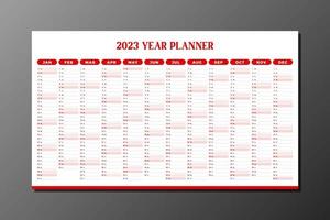 modèle rouge et blanc de planificateur de l'année 2023 vecteur