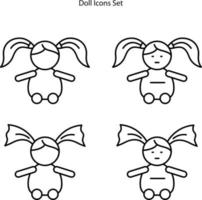 poupée. icône de trucs enfant doodle dessinés à la main. vecteur libre