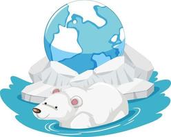 ours polaire avec iceberg sur fond blanc