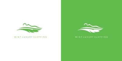 création de logo relaxation combinaison de feuilles de menthe moderne et de luxe 02 vecteur