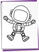 astronaute dessiné à la main sur papier vecteur