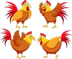 jeu de personnages de dessin animé de poulet vecteur