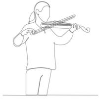dessin au trait continu femme jouant du violon illustration vectorielle vecteur