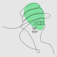 un portrait en ligne continue d'une jeune femme portant un chapeau, une casquette, une casquette de baseball. dessin au trait dessiné à la main unique doodle ligne isolée illustration minimale personnage de dessin animé plat vecteur