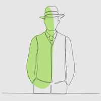 un portrait en ligne continue d'un jeune homme portant un chapeau, une casquette, une casquette de baseball. .single main dessinée art ligne doodle contour isolé illustration minimale personnage de dessin animé plat vecteur