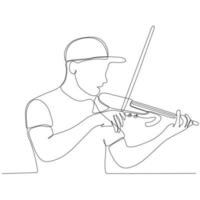 dessin au trait continu homme jouant du violon illustration vectorielle vecteur