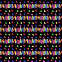 vecteur coeurs multicolores et rectangle motif géométrique sans couture sur noir