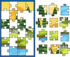 modèle de jeu de puzzle photo scène extérieure nature vecteur