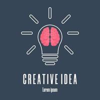 icône du cerveau dans l'ampoule. modèle de logo d'idée créative. illustration vectorielle propre et moderne. vecteur