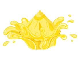 éclaboussure de jus jaune d'ananas frais isolé sur fond blanc. jus de fruits d'été. illustration vectorielle pour toute conception. vecteur