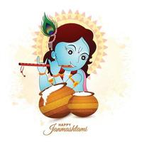 joyeux krishna janmashtami fond de carte festival hindou indien vecteur