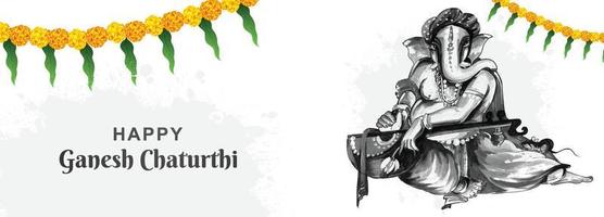 fond de bannière de célébration du festival traditionnel ganesh chaturthi heureux vecteur