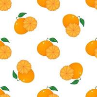 modèle sans couture avec mandarine ou mandarine entière et pelée exotique fraîche et brillante isolée sur fond blanc. fruits d'été pour un mode de vie sain. fruits bio. illustration vectorielle pour toute conception. vecteur