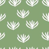 texture transparente abstraite de vecteur sur fond vert. illustration tendance simple et plate dessinée à la main avec des feuilles blanches. motif répétitif de style scandinave.