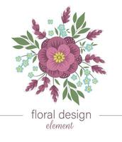 élément décoratif rond floral de vecteur. illustration tendance plate avec fleur vecteur