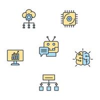 ensemble d'icônes d'apprentissage automatique. éléments de vecteur de symbole de pack d'apprentissage automatique pour le web infographique