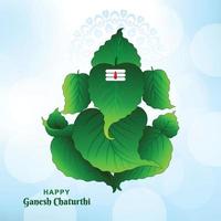 seigneur ganpati sur ganesh chaturthi fond de carte de vacances belle feuille verte vecteur