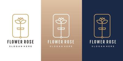 illustration de logo de fleur de luxe avec vecteur premium de concept d'art en ligne