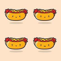 illustration vectorielle d'emoji de hot-dog mignon vecteur