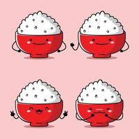 illustration vectorielle d'un bol d'emoji de riz vecteur