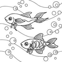 vecteur de conception coloriage poisson en mer pour enfant