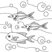 vecteur de conception coloriage poisson en mer pour enfant