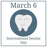 journée internationale du dentiste, 6 mars. calendrier des vacances de mars. dent heureuse. Vector illustration pour votre conception.