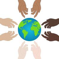 le jour de la paix dans le monde. notion d'écologie. main dans la main montrant l'unité. icône de relation. illustration vectorielle pour votre conception, site Web. vecteur