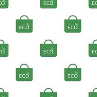 modèle sans couture avec l'icône de sac shopping eco. signe écologique vert. protéger la planète. illustration vectorielle pour le design, le web, le papier d'emballage, le tissu, le papier peint vecteur